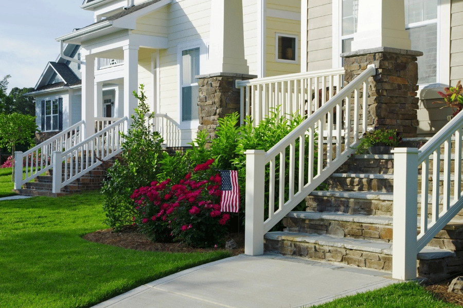 front porches in a residential neighborhood 